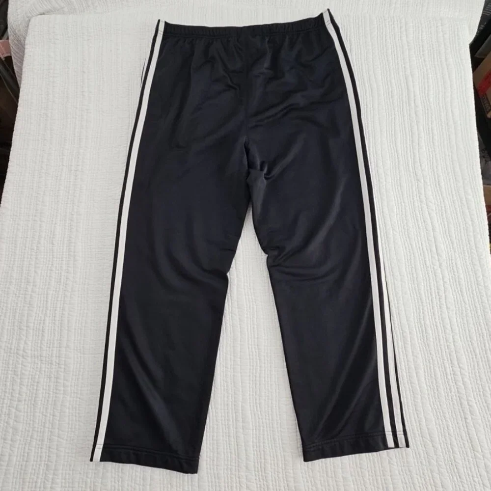 Lands' End Double‎ Stripe Jogger Men's XL (40-42) Black Drawstring Elastic Waist